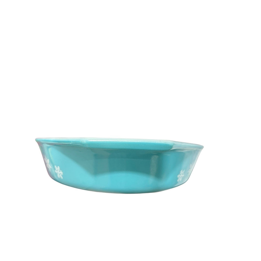 Vintage Pyrex Snowflake Turquoise Blue Divided Serving Dish 1.5 QT Oval 063