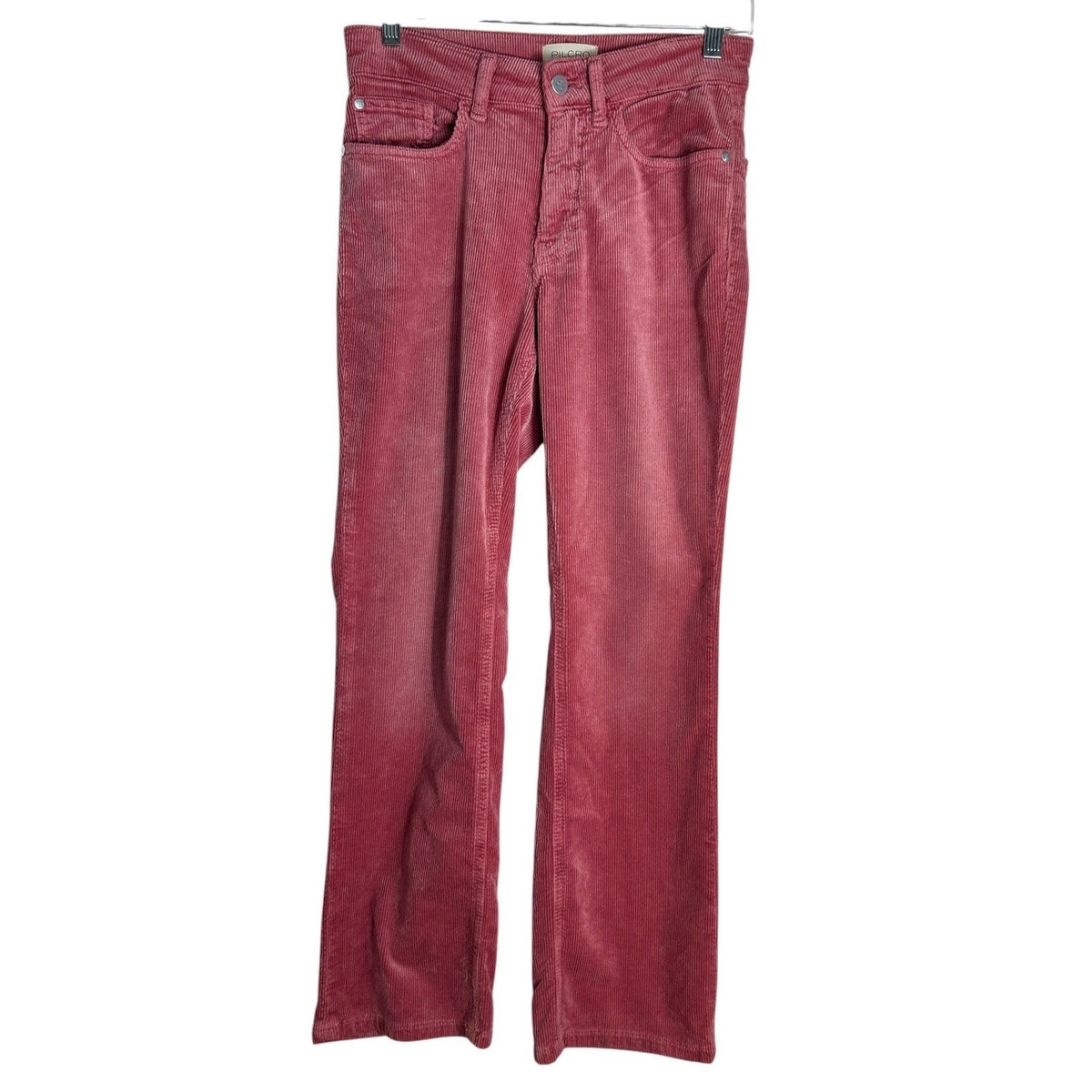 Anthropologie Pilcro The Yaya Mid-Rise Corduroy Crop Flare Jeans Pink 27