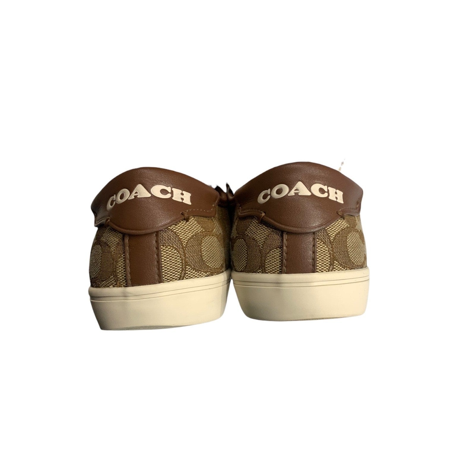 Coach C2705 Signature Monogram Canvas Low Top Sneakers Khaki Brown Womens 6.5B