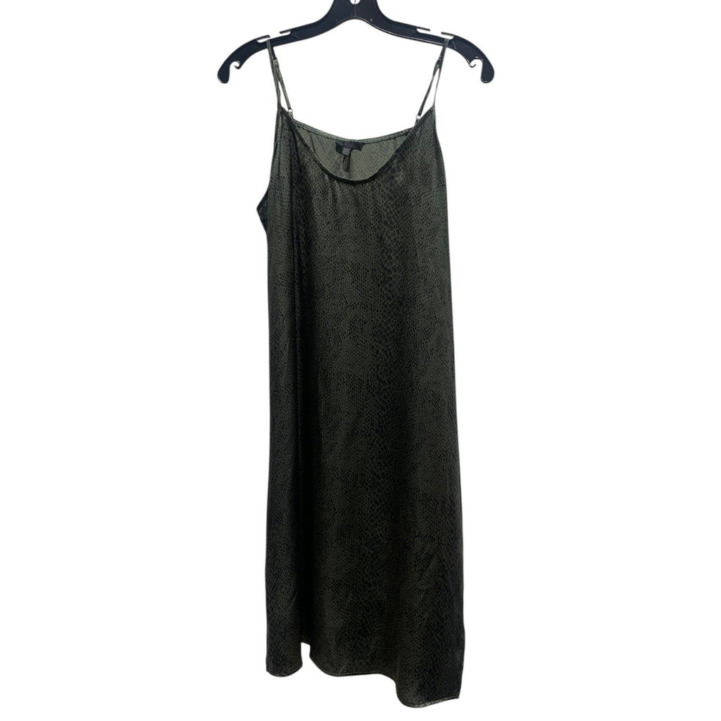 ATM Black Green Snakeskin Slip Dress Midi Adjustable Straps M grunge 90's