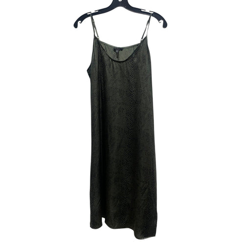 ATM Black Green Snakeskin Slip Dress Midi Adjustable Straps M grunge 90's