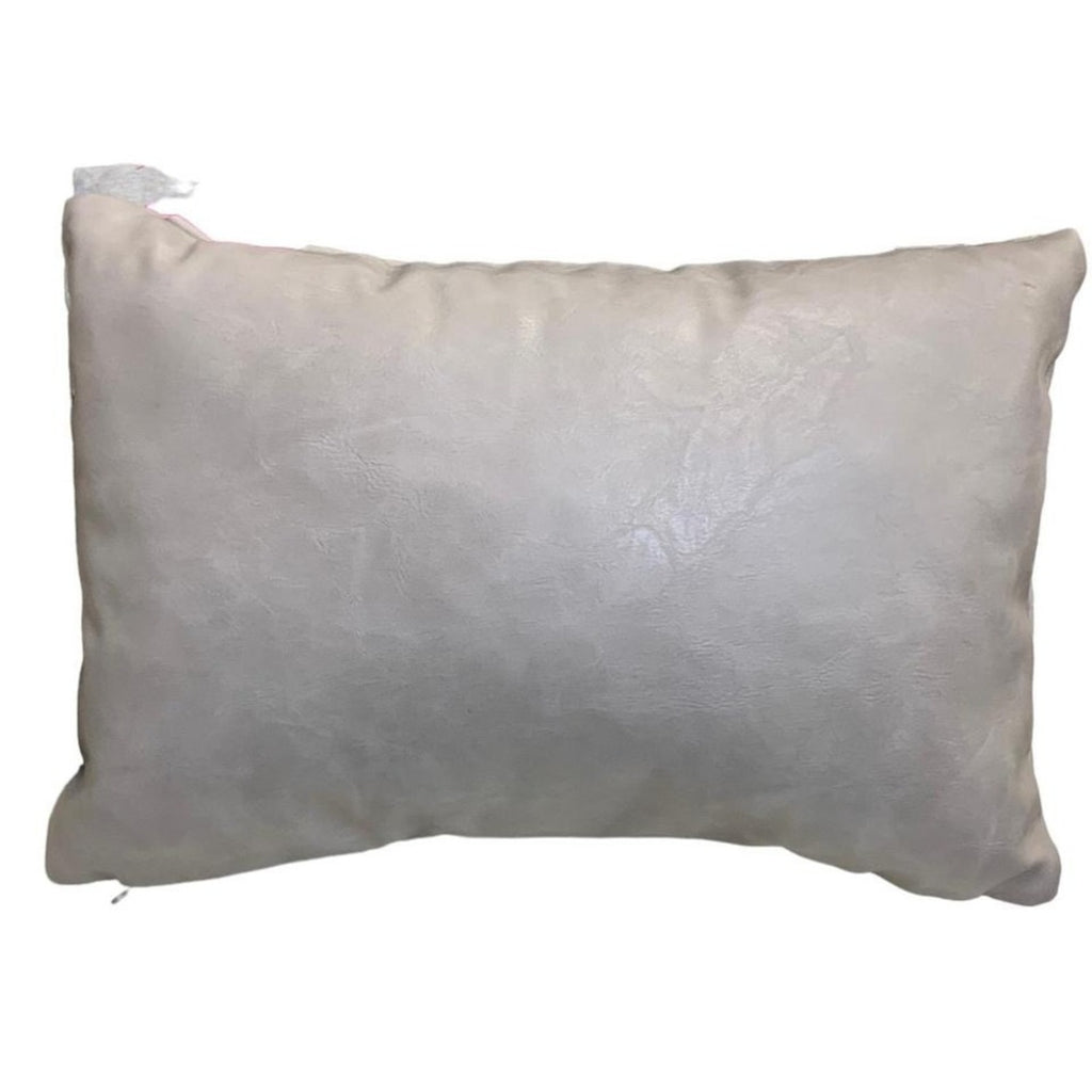 FRYE Woven Faux Leather Throw Pillow 19" X 13" light grey