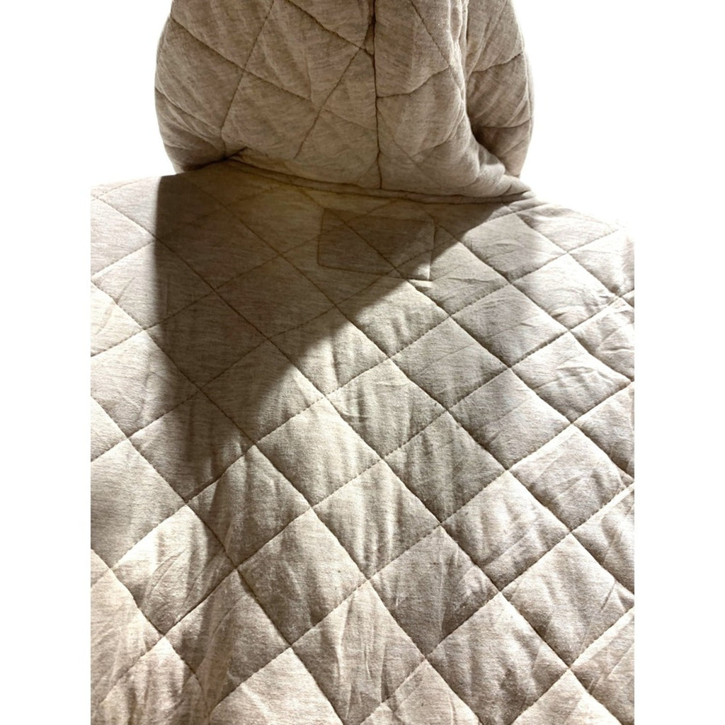 Saturday Sunday Quilted Hooded Jacket Beige Full Zip Pockets Cozy Womens sz M