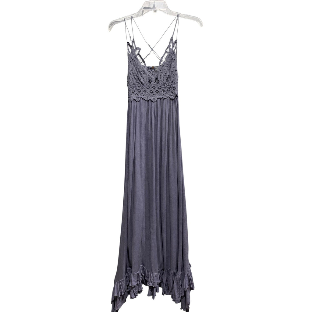 Free People Adella Lace Maxi Dress Lavender Purple Lace Strap Ruffle S/P