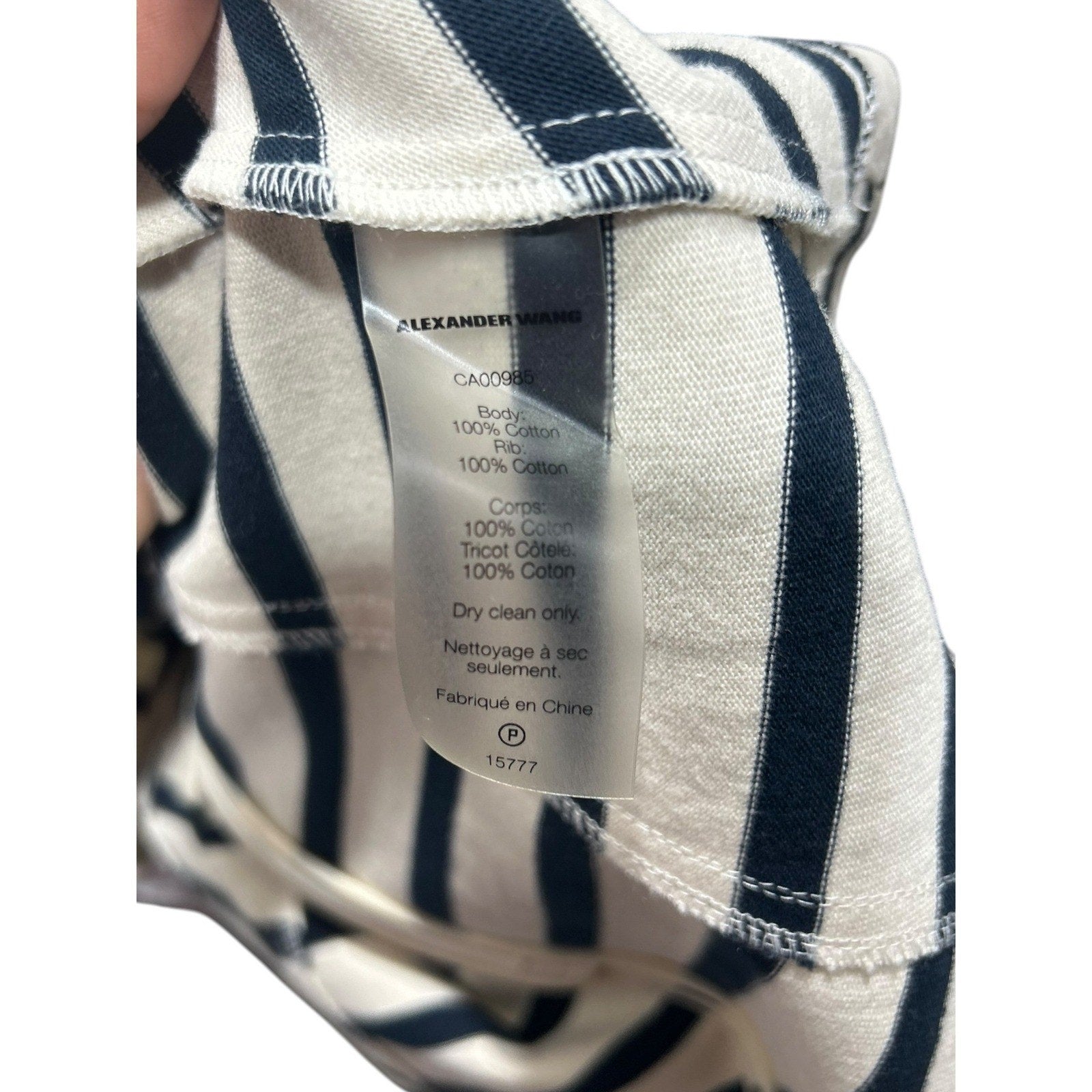 T by Alexander Wang Womens XS Striped Sleeveless Peplum Top Ivory 100% Cotton