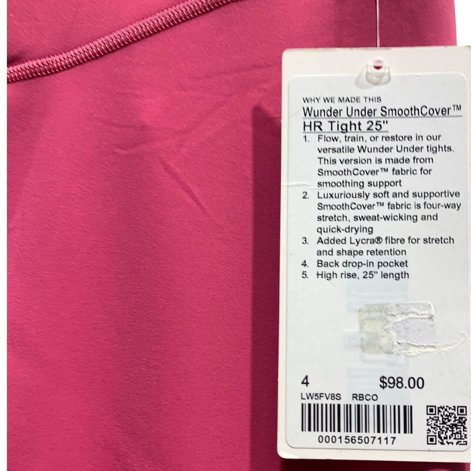 Lululemon Wunder Under SmoothCover HR Tight 25 Rose Blush Pink LW5FV8S Size 4