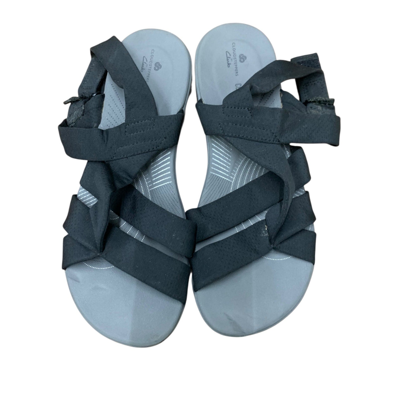 CLOUDSTEPPERS by Clarks women's black comfort ARLA Meg wedge sandal SZ 8