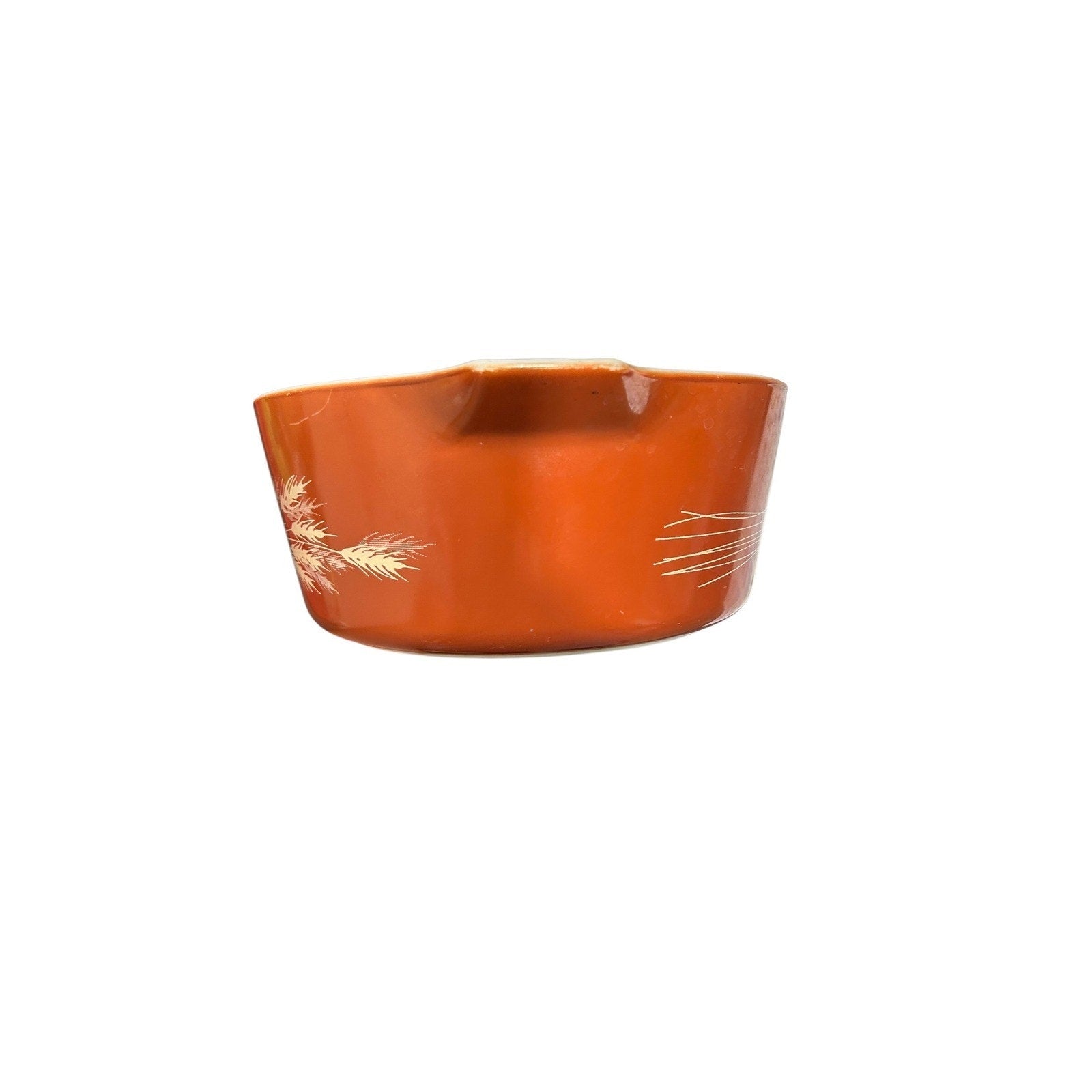 Pyrex Autumn Harvest 471-B 1.5 Pt Casserole Dish No Lid Burnt Orange Wheat USA
