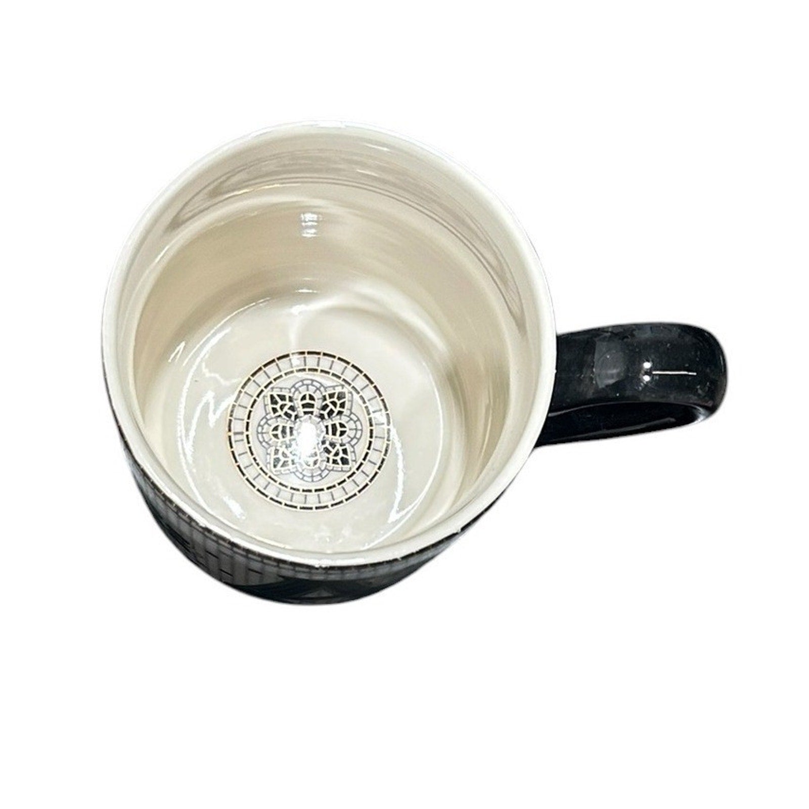 Anthropologie Tiled Margot Monogram Mug Letter A Black White Gold Mosaic Bistro