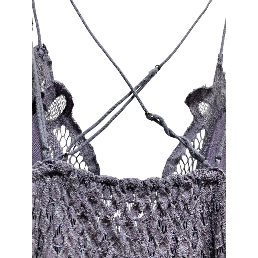 Free People Adella Lace Maxi Dress Lavender Purple Lace Strap Ruffle S/P