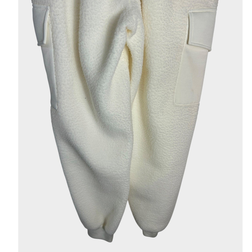 Varley Samson Relaxed Fleece Pants Egret White Cargo Joggers XS sherpa cozy fall