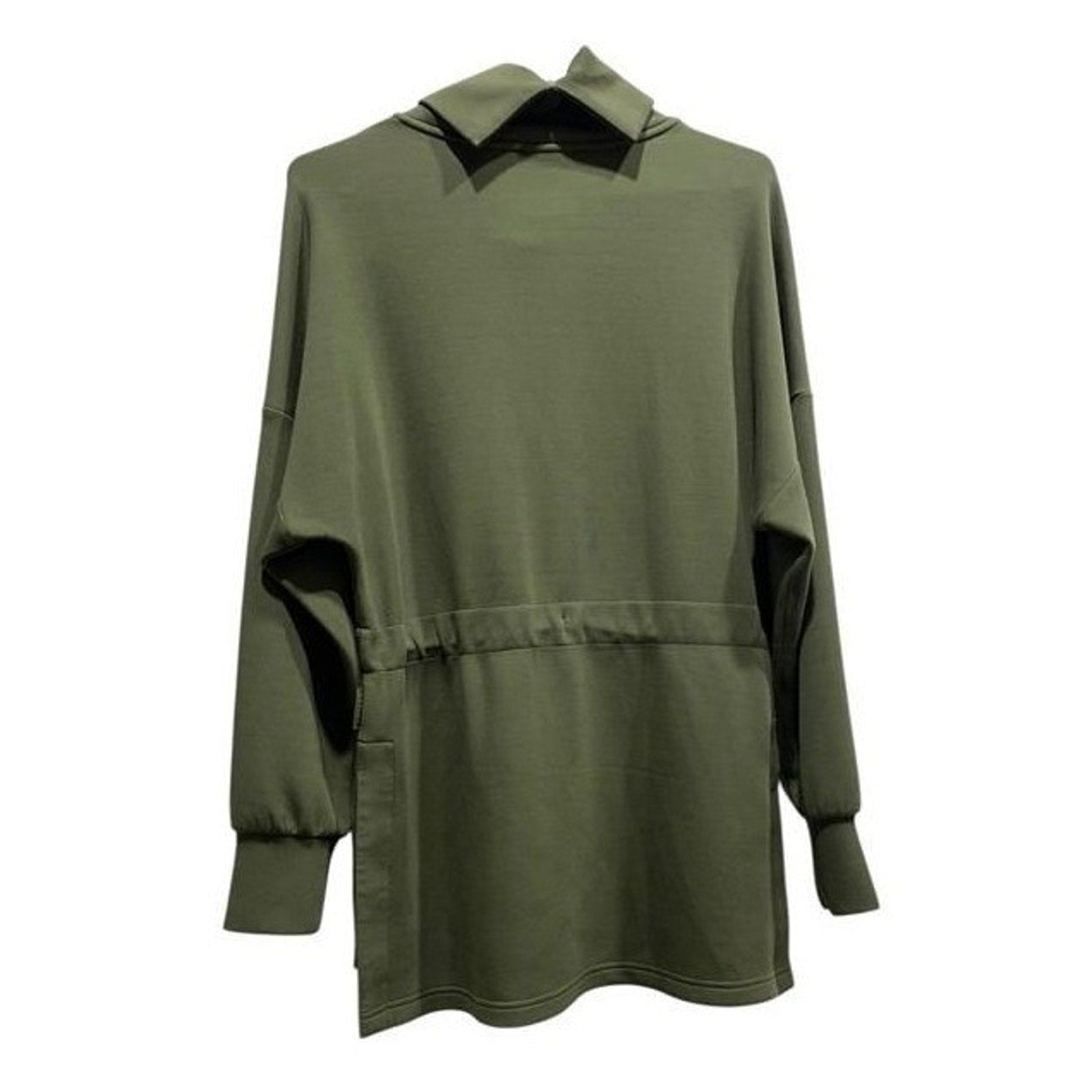 Varley Freya Sweat Olive Green DoubleSoft Cowl Neck Drawstring Pullover Small