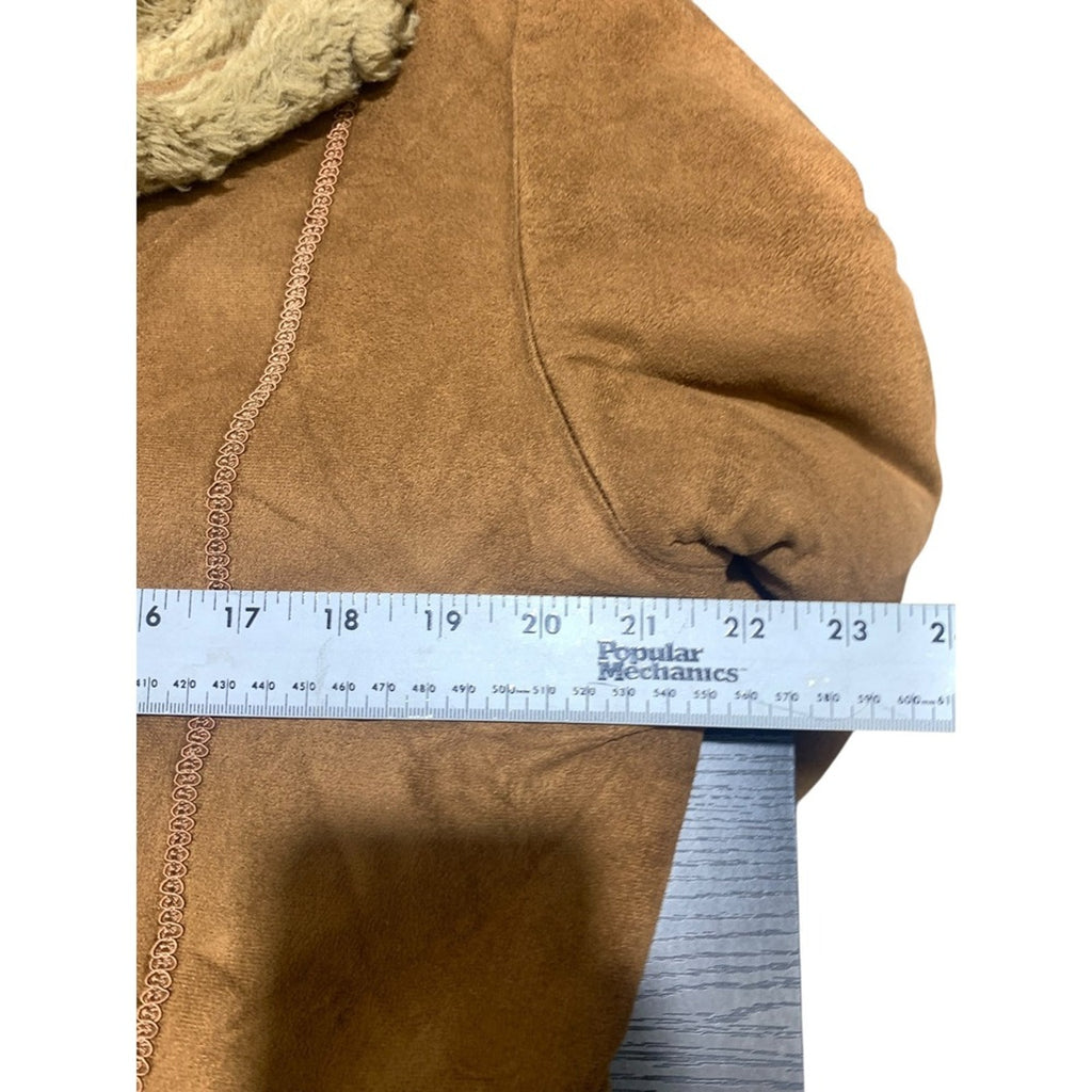 FUDA Women's Brown Faux Suede Shearling Lined Coat Jacket Size L