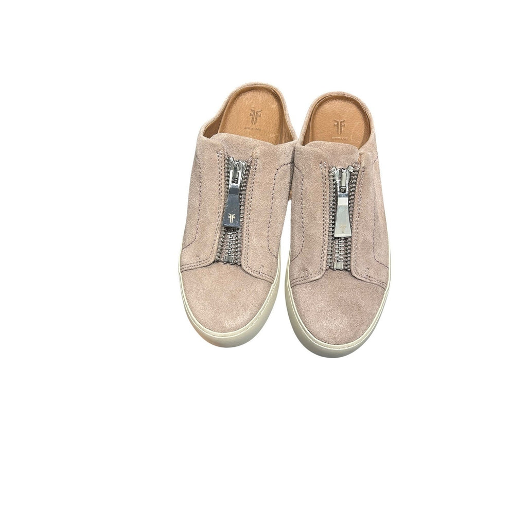 Frye Lena Zip Mule Sneakers Womens Rosewood Pink Suede Slip On Platform Shoes 6m