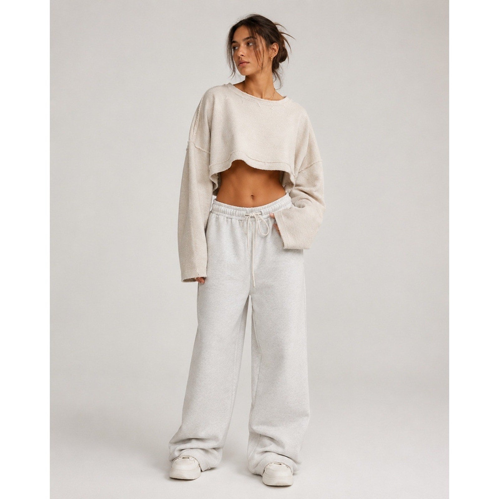 Free People FP Beach Womens Cream Textured Super Cropped Shrug Sweater Size M