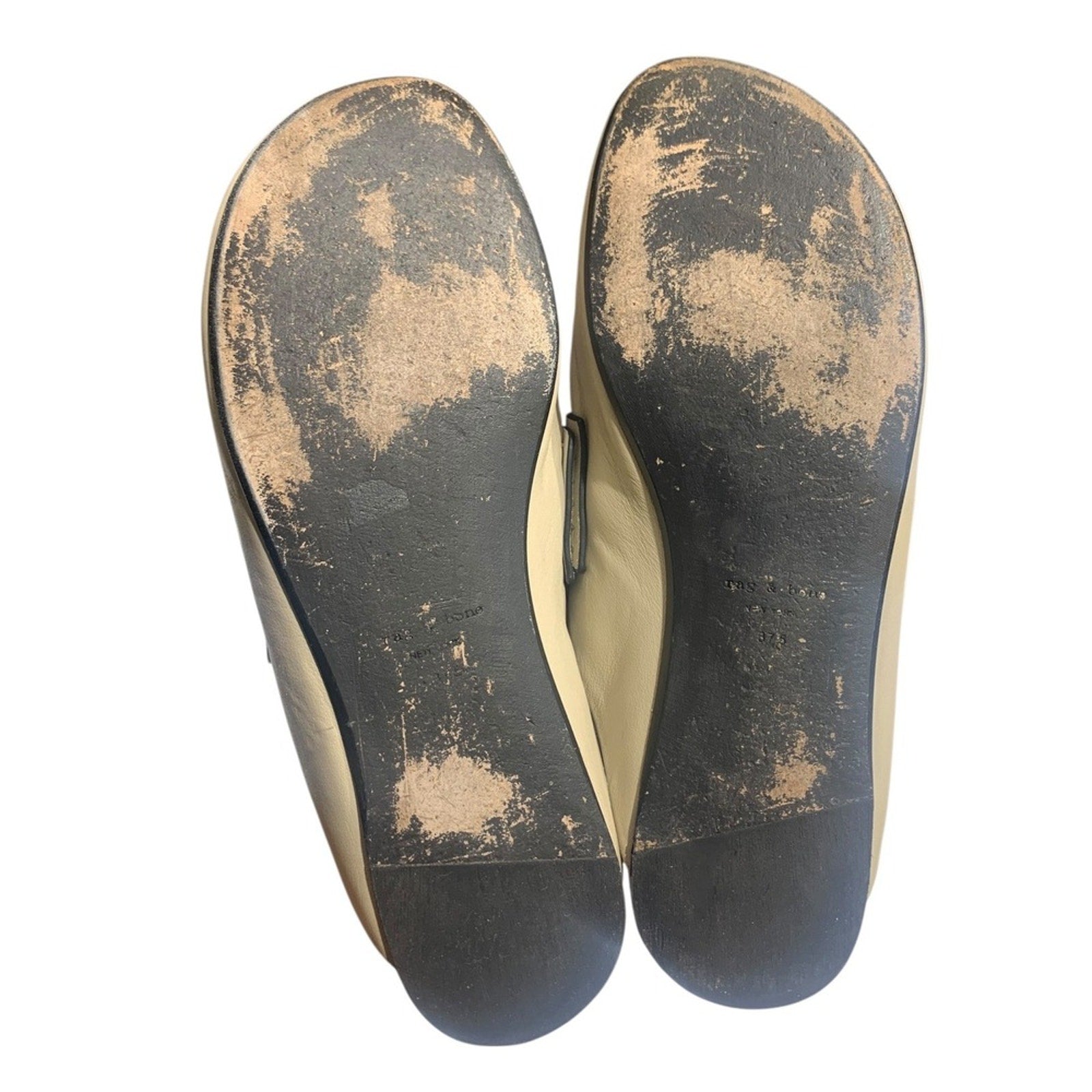 Rag Bone New York Beige Leather Slip On Mules Loafers Women's Size 37.5 us 7.5