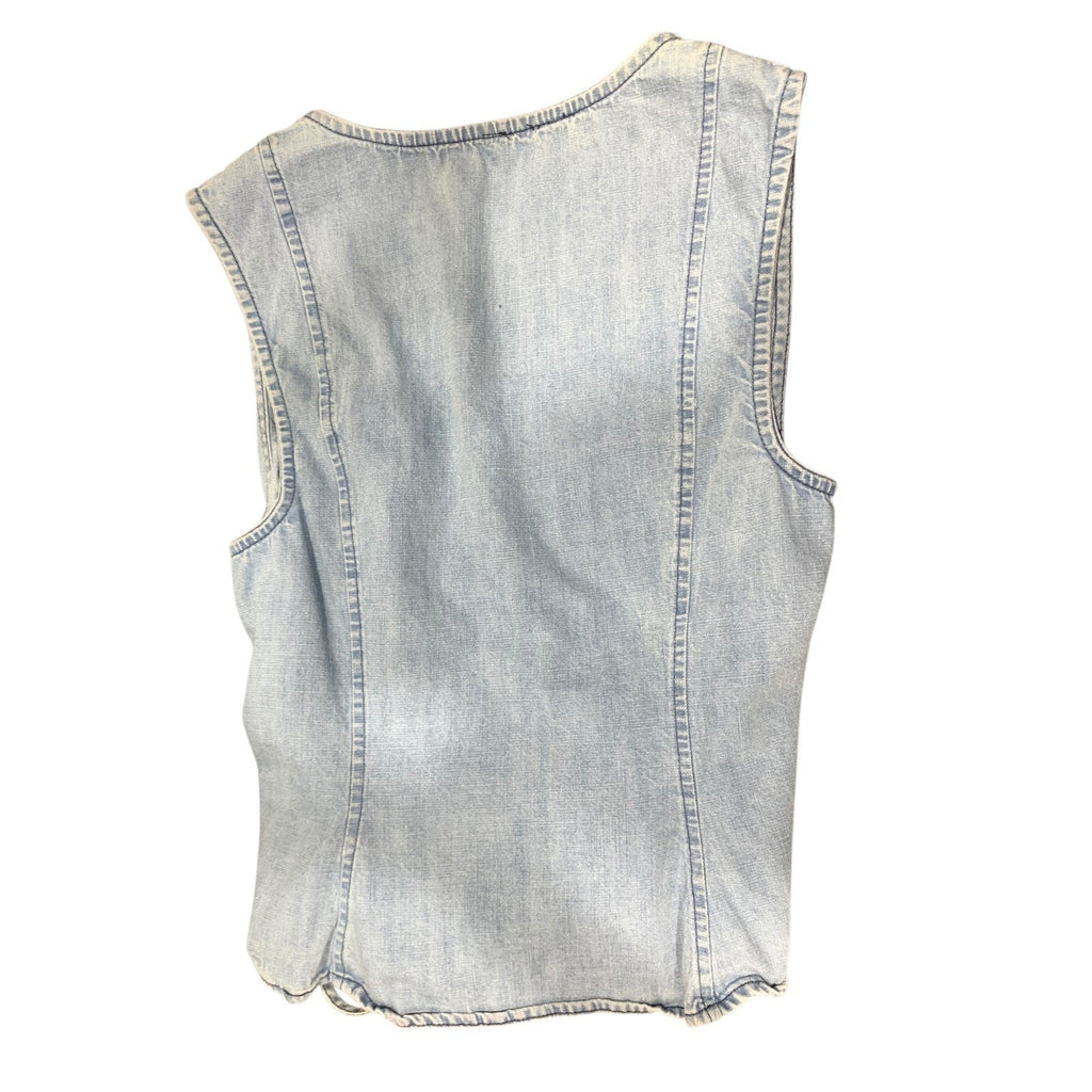 Free People Lala Lace Up Vest XS OB1463034 Denim Summer Festival Western