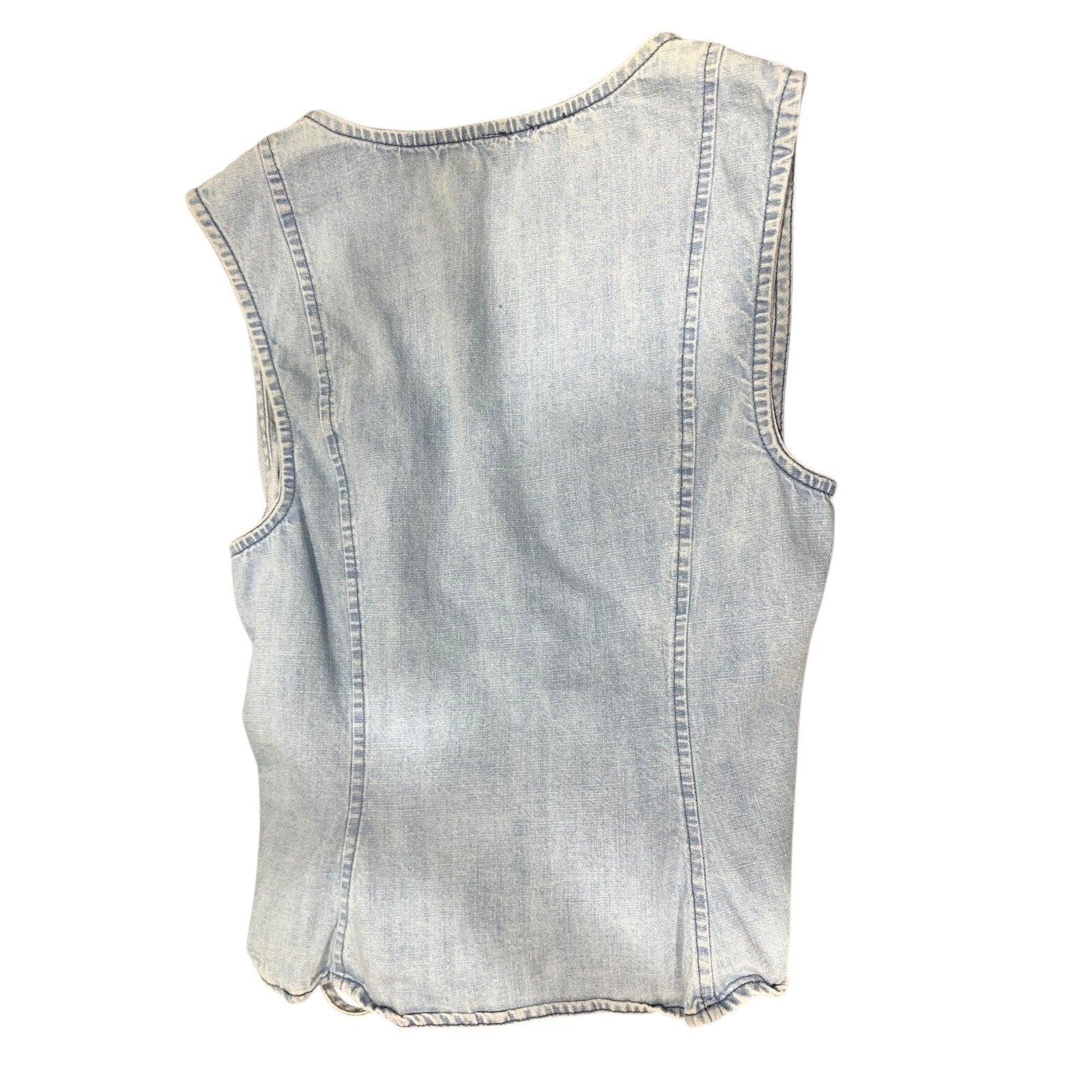 Free People Lala Lace Up Vest XS OB1463034 Denim Summer Festival Western