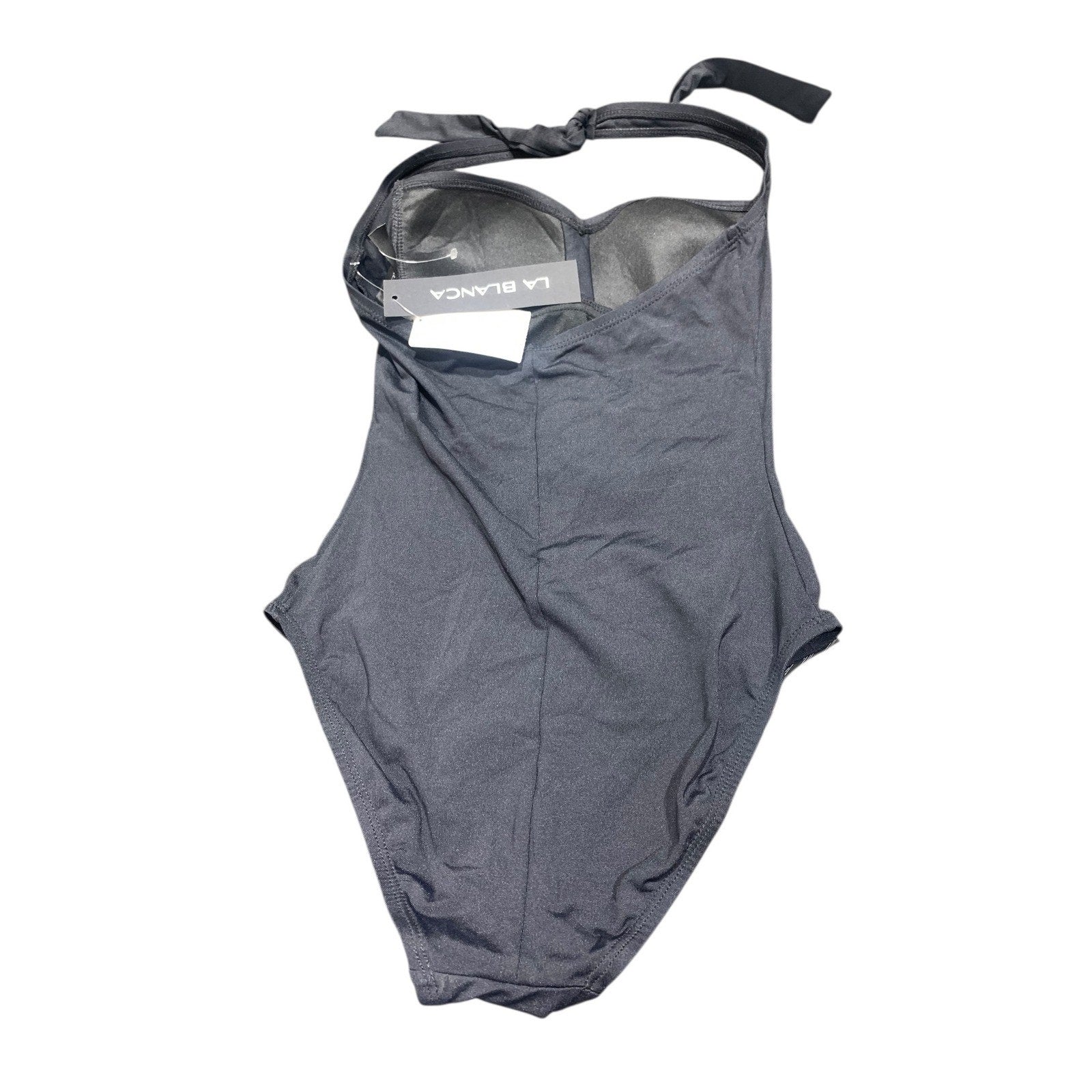 La Blanca Womens Black Ruched Halter One Piece Swimsuit LB4KV13 Size 4 NEW