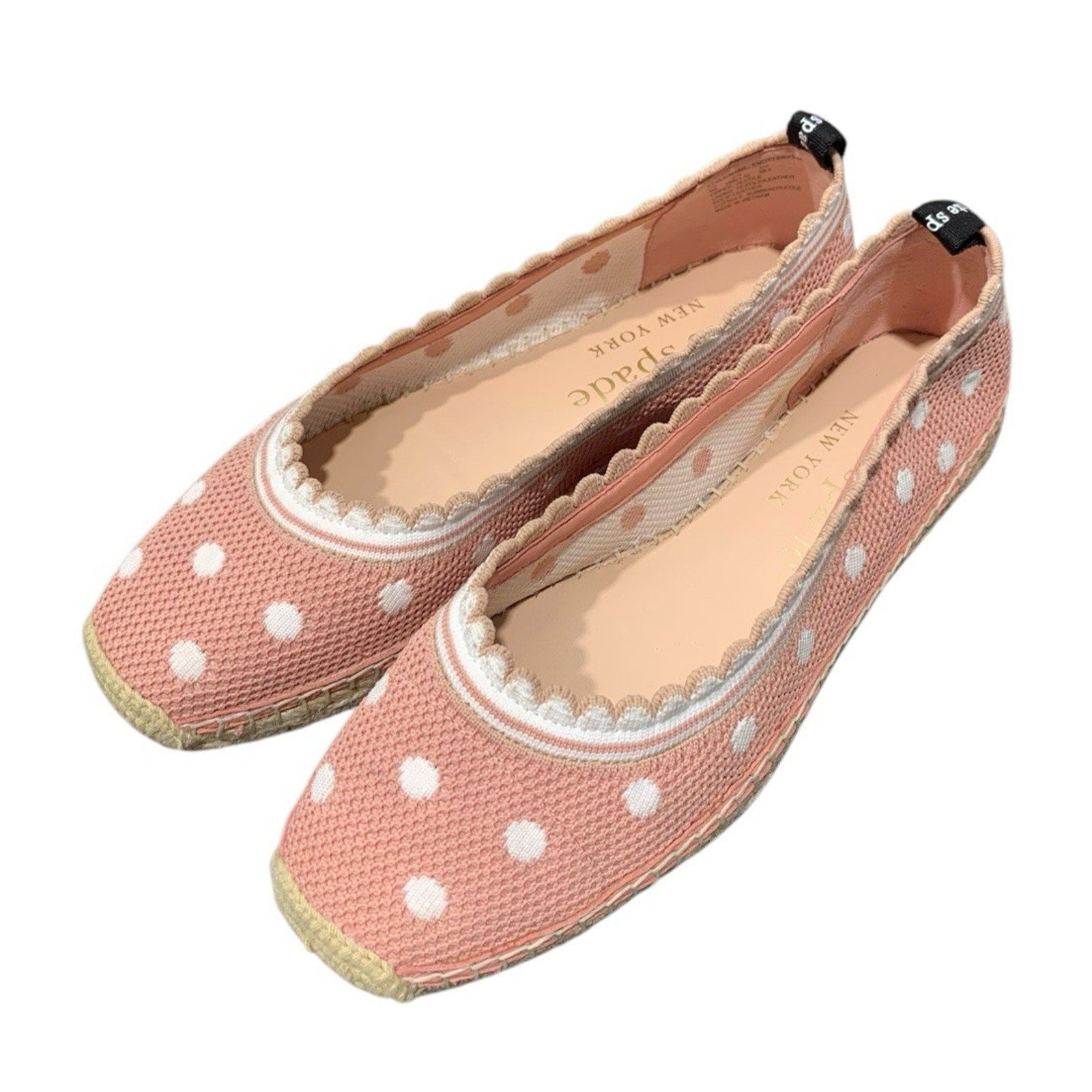 Kate Spade Knottingham Scallop Polka Dot Espadrilles Lace Women's 9B PINK