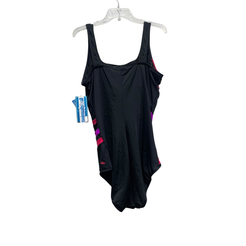 Aquabelle Swimsuits For All Black Pink Purple Colorblock One Piece Swimsuit 24W