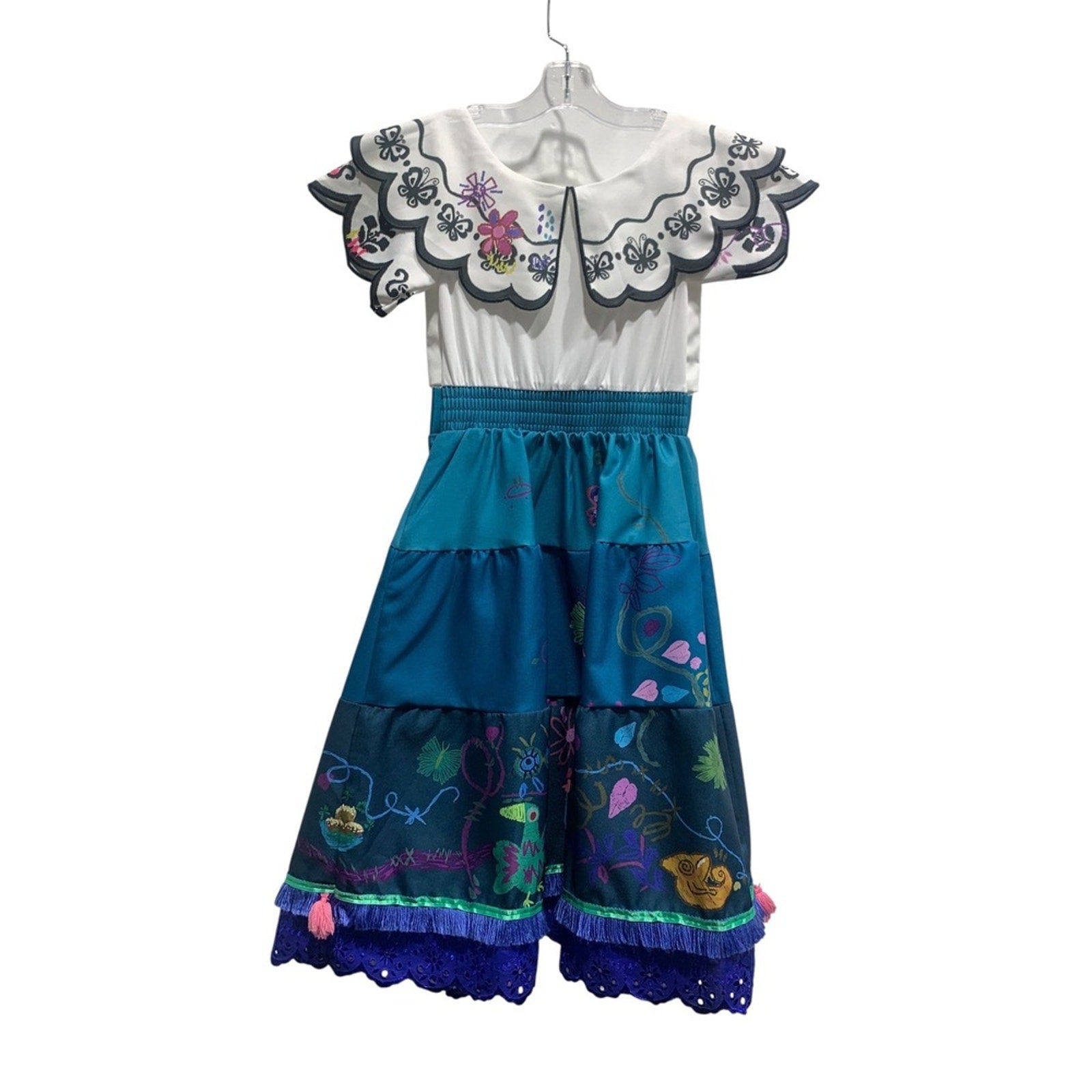 Disney Mirabel Dress Costume Encanto Girls Size 5/6 White Blue Madrigal