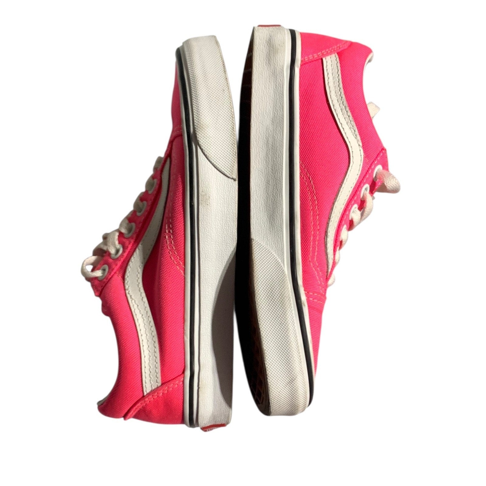 Vans Old Skool Neon Pink Canvas Low Top Sneakers Womens 5 Mens 3.5