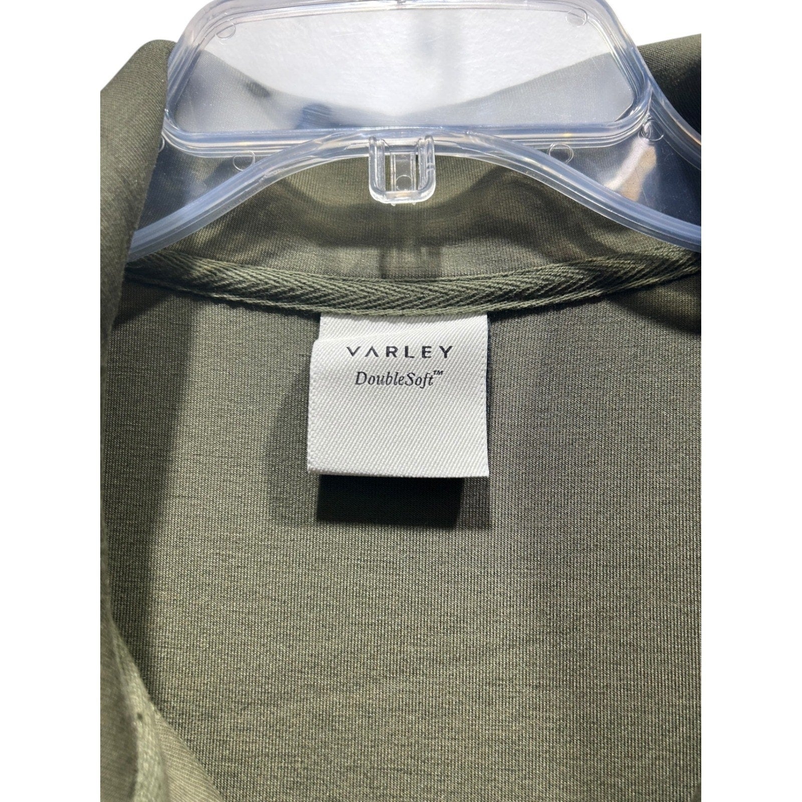 Varley Raleigh Zip Through Sweat DoubleSoft Olive Green Oversized Collar Small