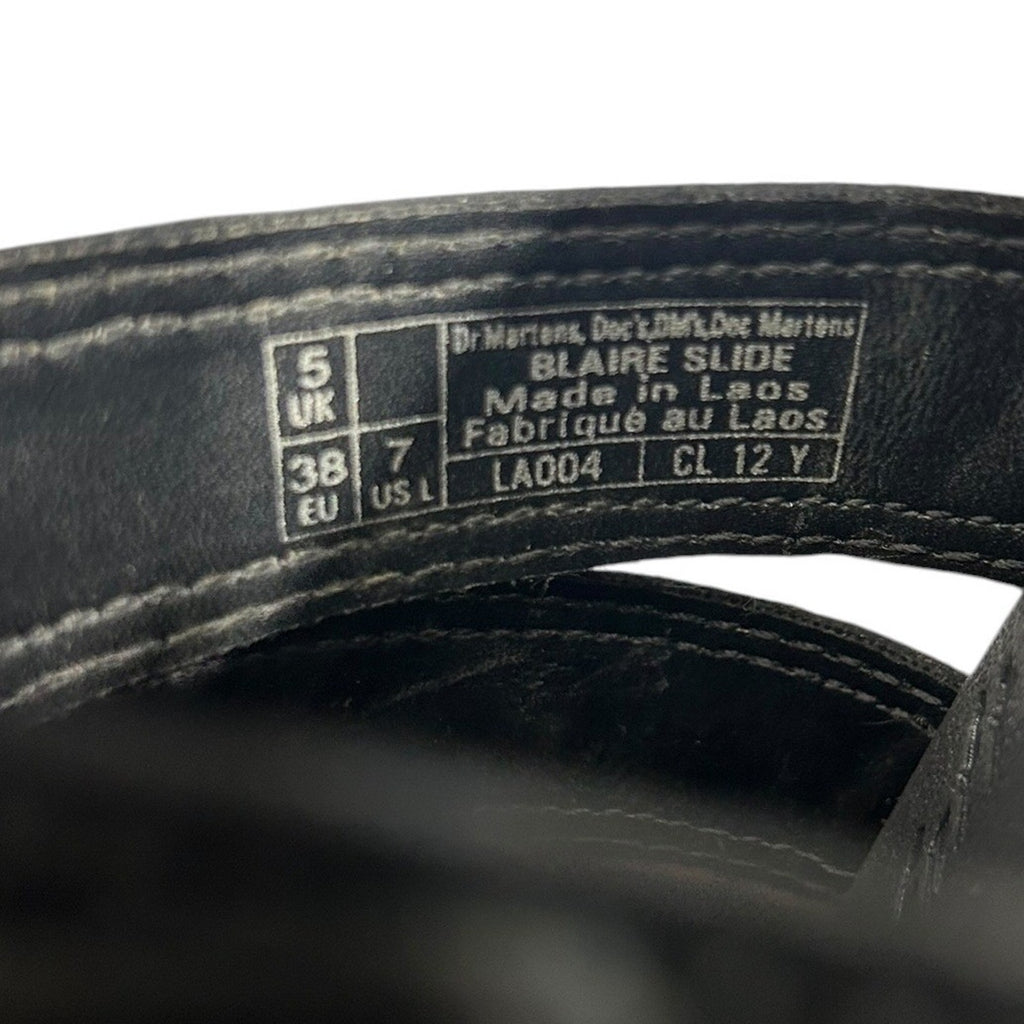 Dr Martens Blaire Slide Black Leather Platform Buckle Sandals Womens 7 38 2686