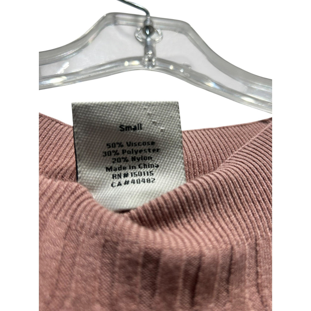 Varley Fara Textured Knit Midi Dress Womens Mauve Rose Short Sleeve Ribbed Small