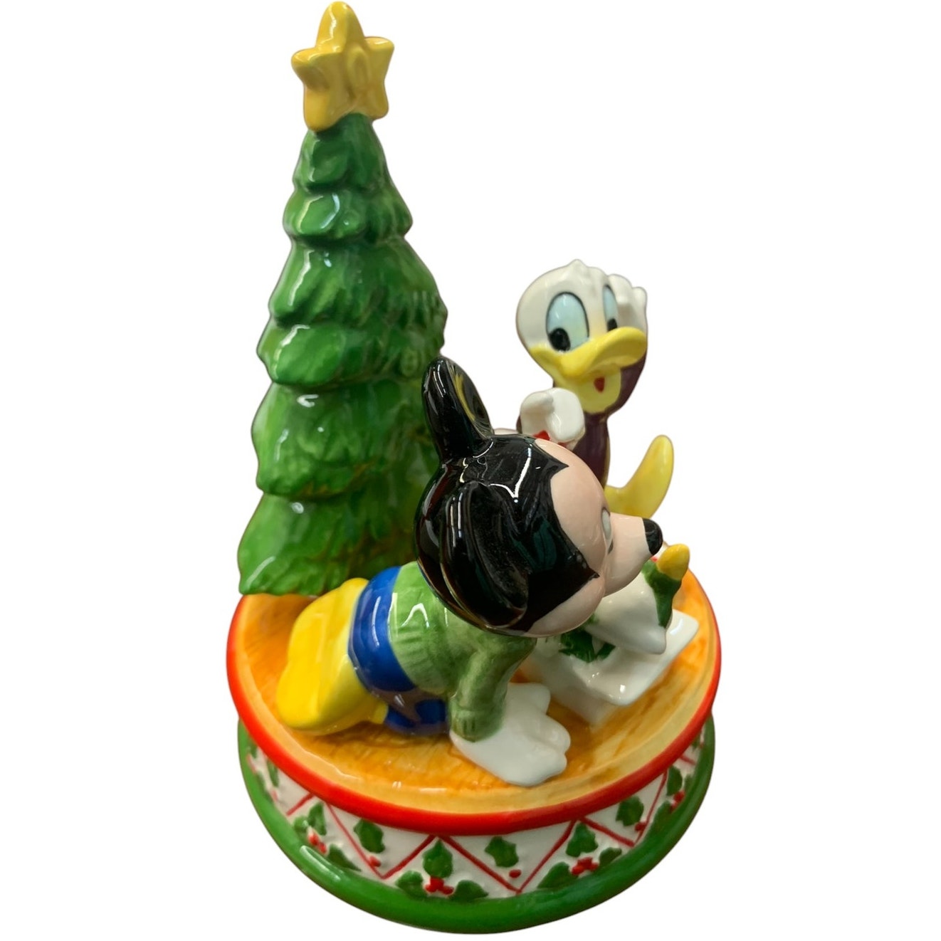 Vintage Disney SCHMID Mickey Mouse Donald Duck  Music Box Figure