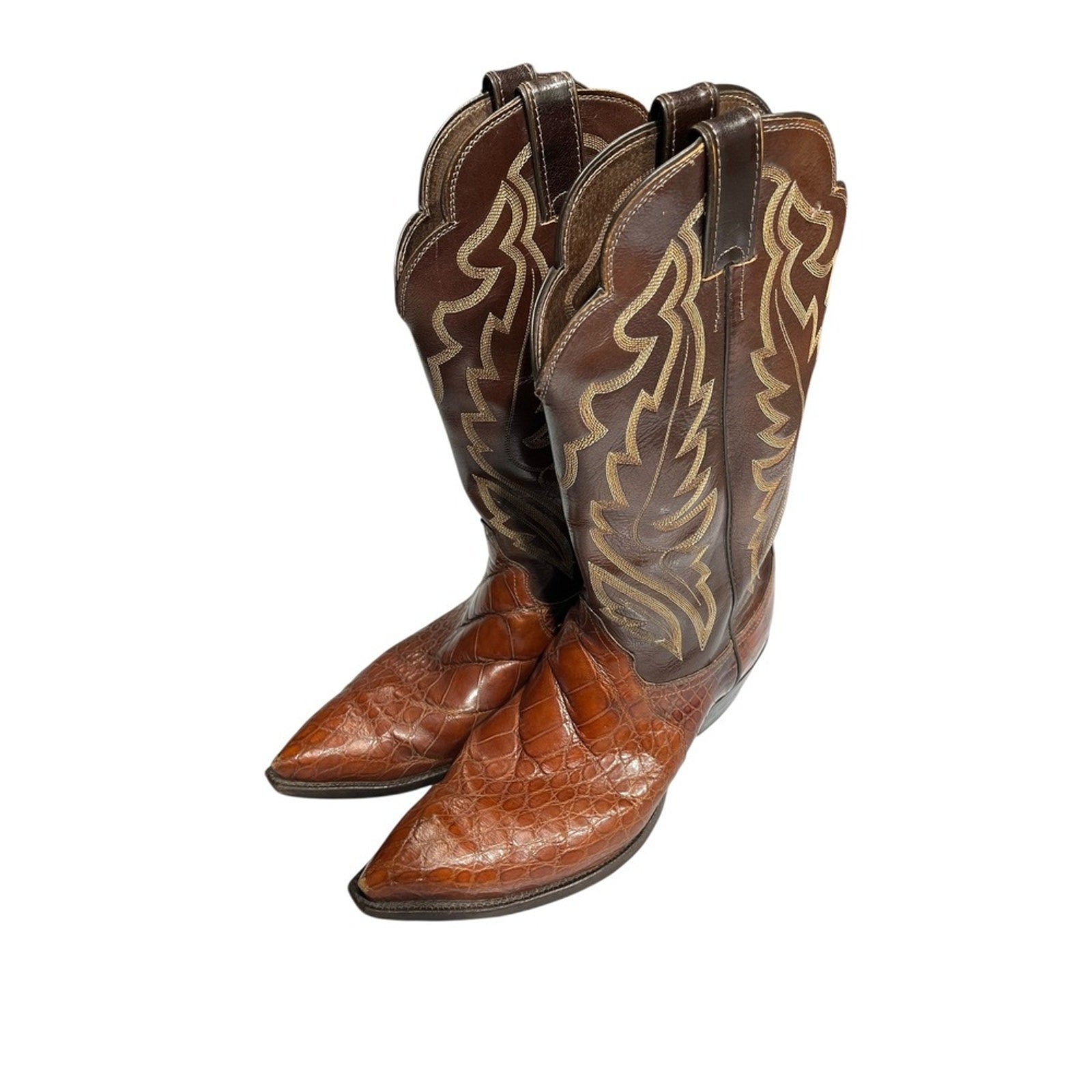 Justin Cognac Belly Alligator Cowboy Boots Men's Crocodile Size 11 EE Western