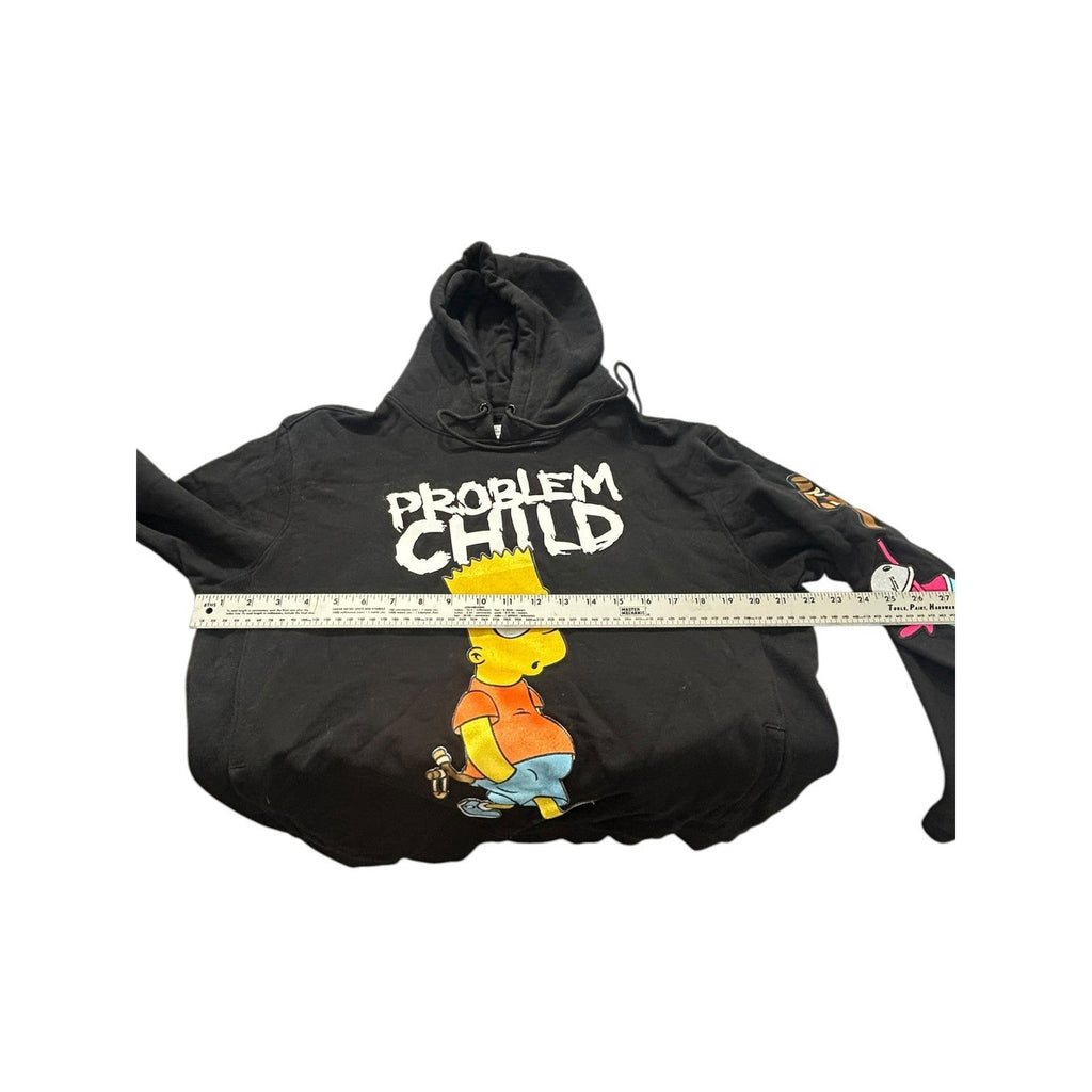 The Simpsons Bart Simpson Problem Child Black Graphic Hoodie Mens Large y2k
