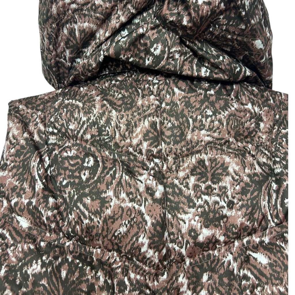Patagonia Womens Down With It Vest Walnut Brown Paisley Ikat Print Hooded Small