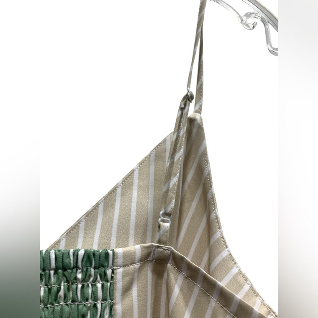 NWOT Mare Mare x Anthropologie Beige, Green Striped Tie Wrap Tank Top sz xs