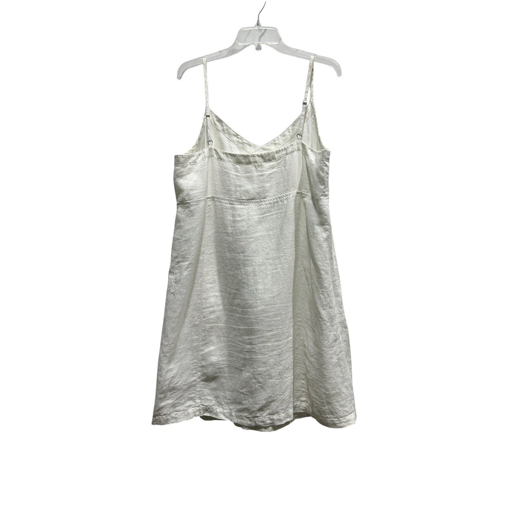 Eileen Fisher White 100% Linen Shift Dress Pockets women's Coastal resort Large