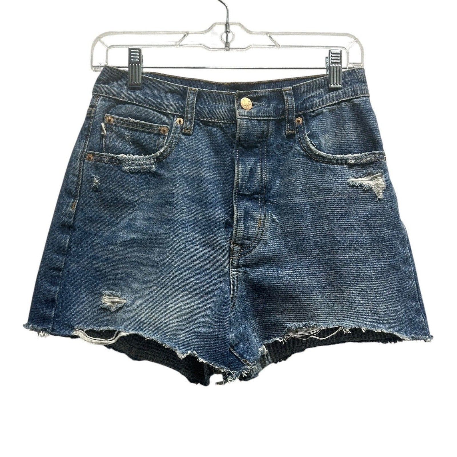 Lovers and Friends Austin Super High Rise Cut Off Denim Shorts Blue Size 26 Boho