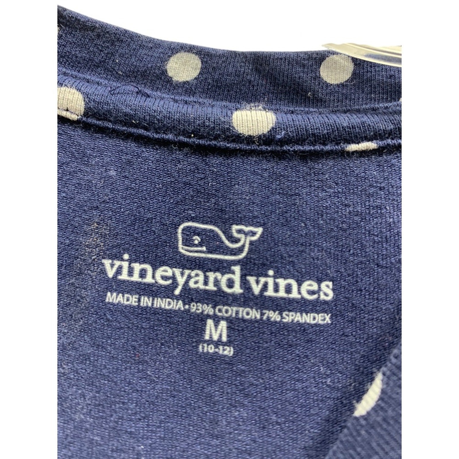 Vineyard Vines Girls Dress Size M (10-12) Blue White Polka Dot Short Sleeve