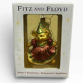 Fitz and Floyd Christmas Court Girl Bear Glass Ornament 5x3.5 in Box