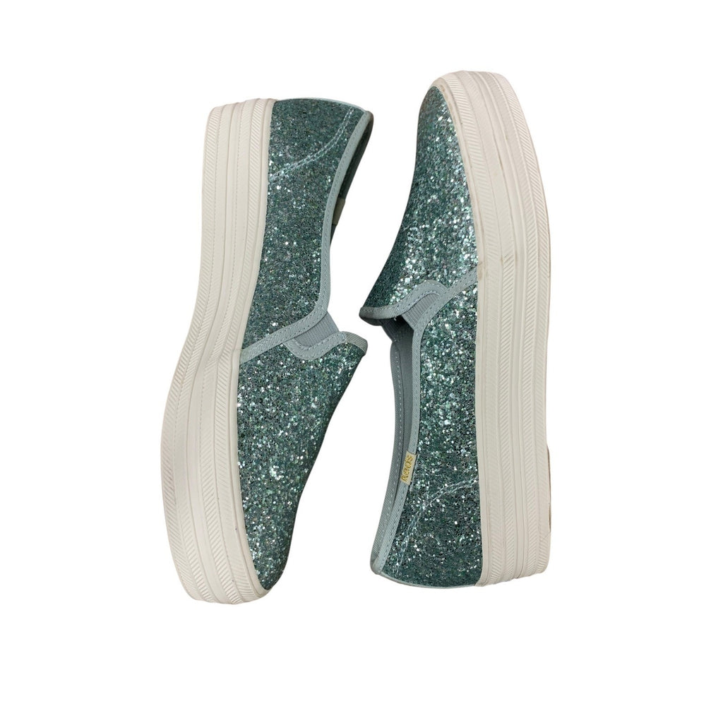 Keds for Kate Spade New York Double Decker Glitter Slip On Sneakers Blue SZ 9
