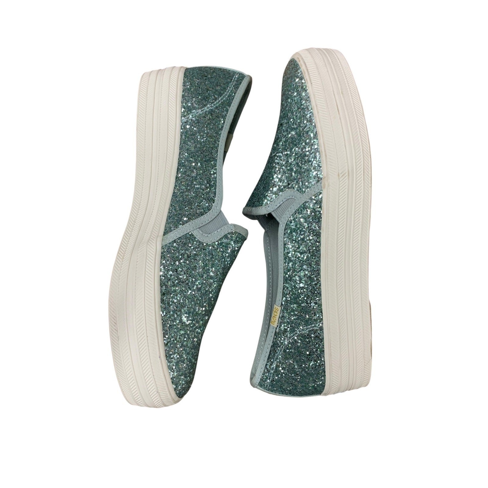 Keds for Kate Spade New York Double Decker Glitter Slip On Sneakers Blue SZ 9
