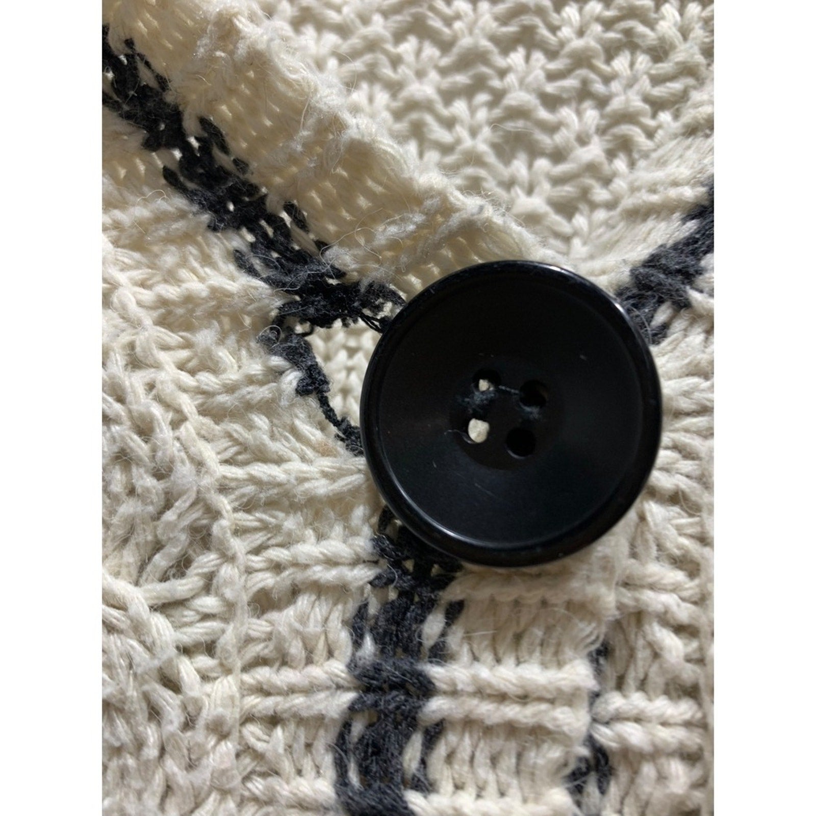 Taylor Swift Style Knit Cardigan Cream Cable Knit Striped Button Front sz xl