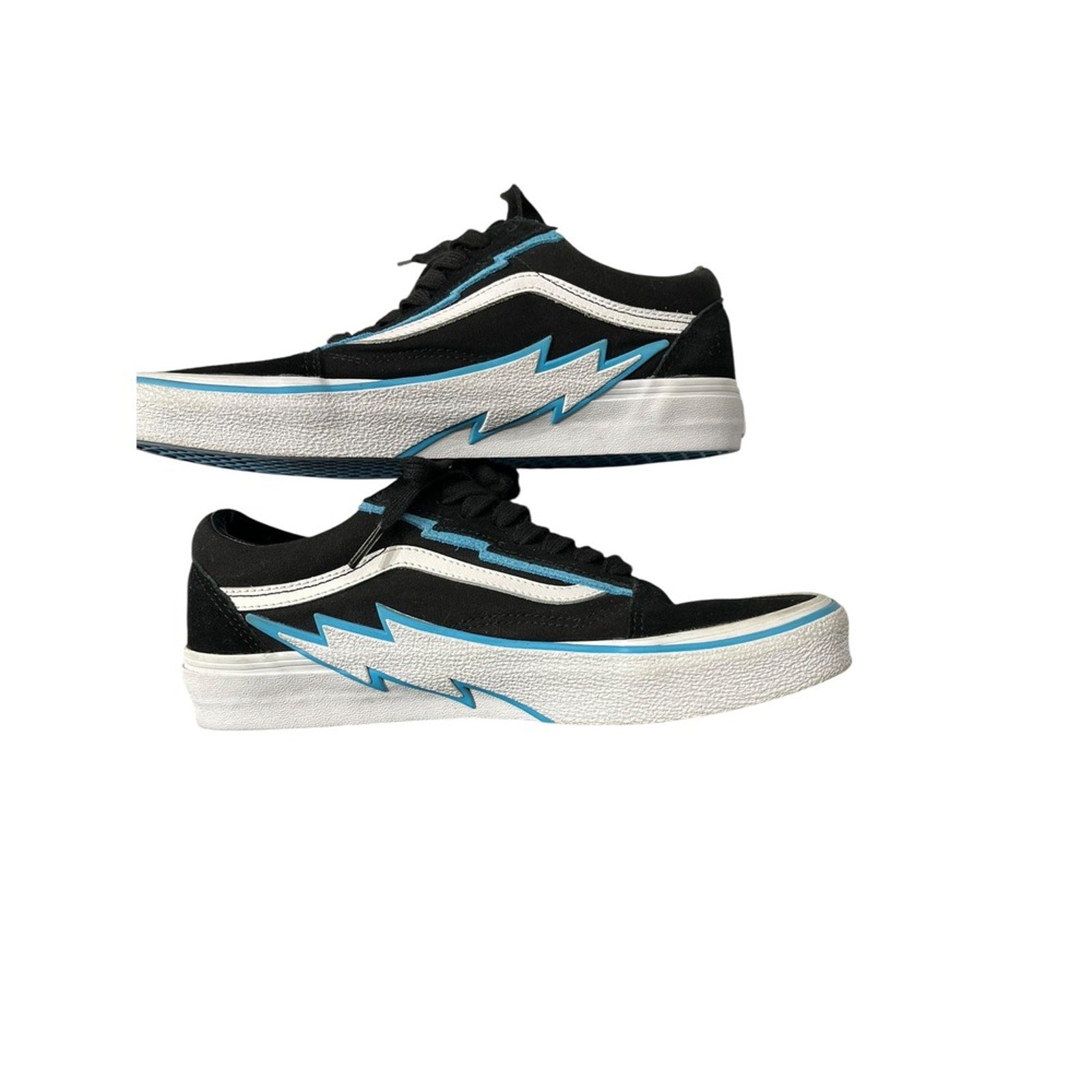 Vans Old Skool Bolt Black White Light Blue Low Top Skate Shoes Mens 9.5 Women 11