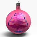 Vintage Poland Pink Glass Christmas Ornament Tree Starburst 2.5" Round Retro