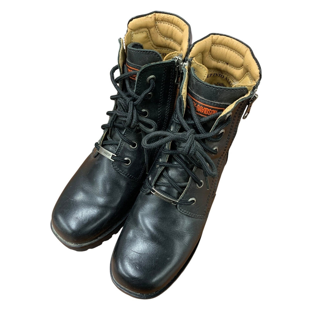 Harley-Davidson Men's Black Leather Lace Up Motorcycle Ankle Boots Size 7.5 USA