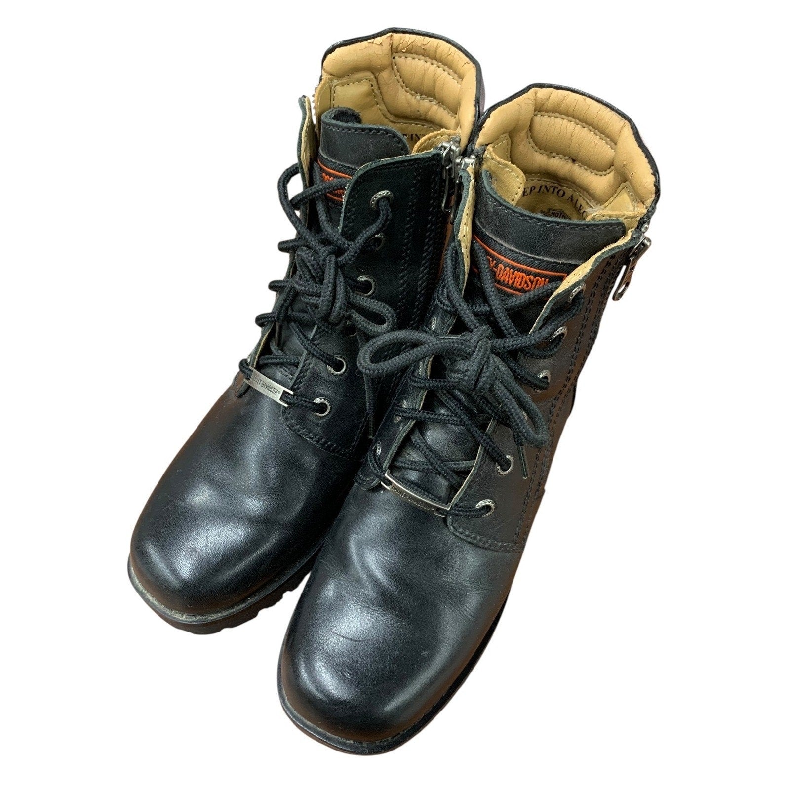 Harley-Davidson Men's Black Leather Lace Up Motorcycle Ankle Boots Size 7.5 USA