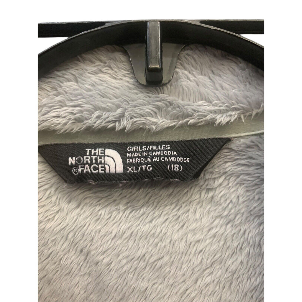 The North Face Jacket Girls Extra Large Gray Full Zip Fleece Pockets Osolita