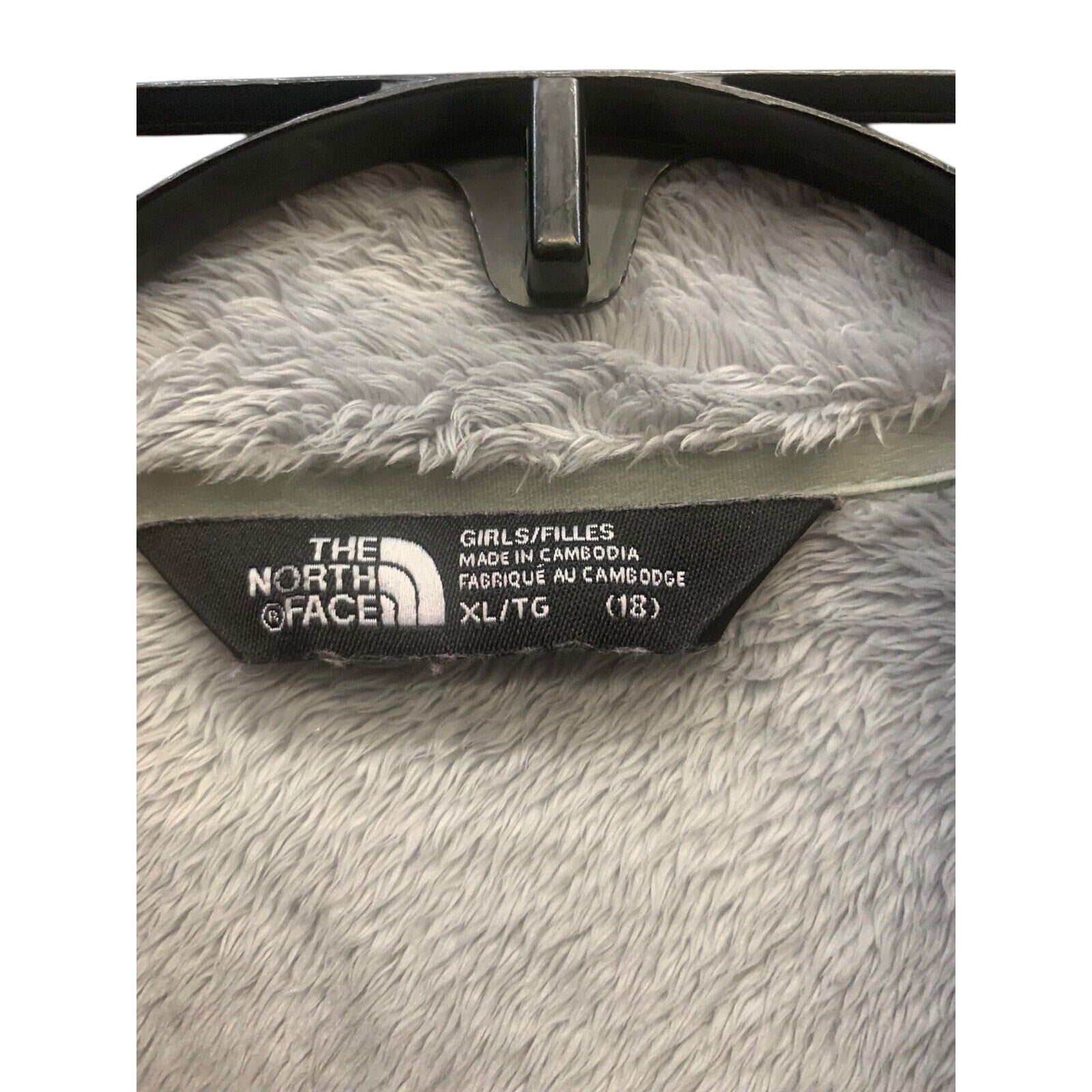 The North Face Jacket Girls Extra Large Gray Full Zip Fleece Pockets Osolita