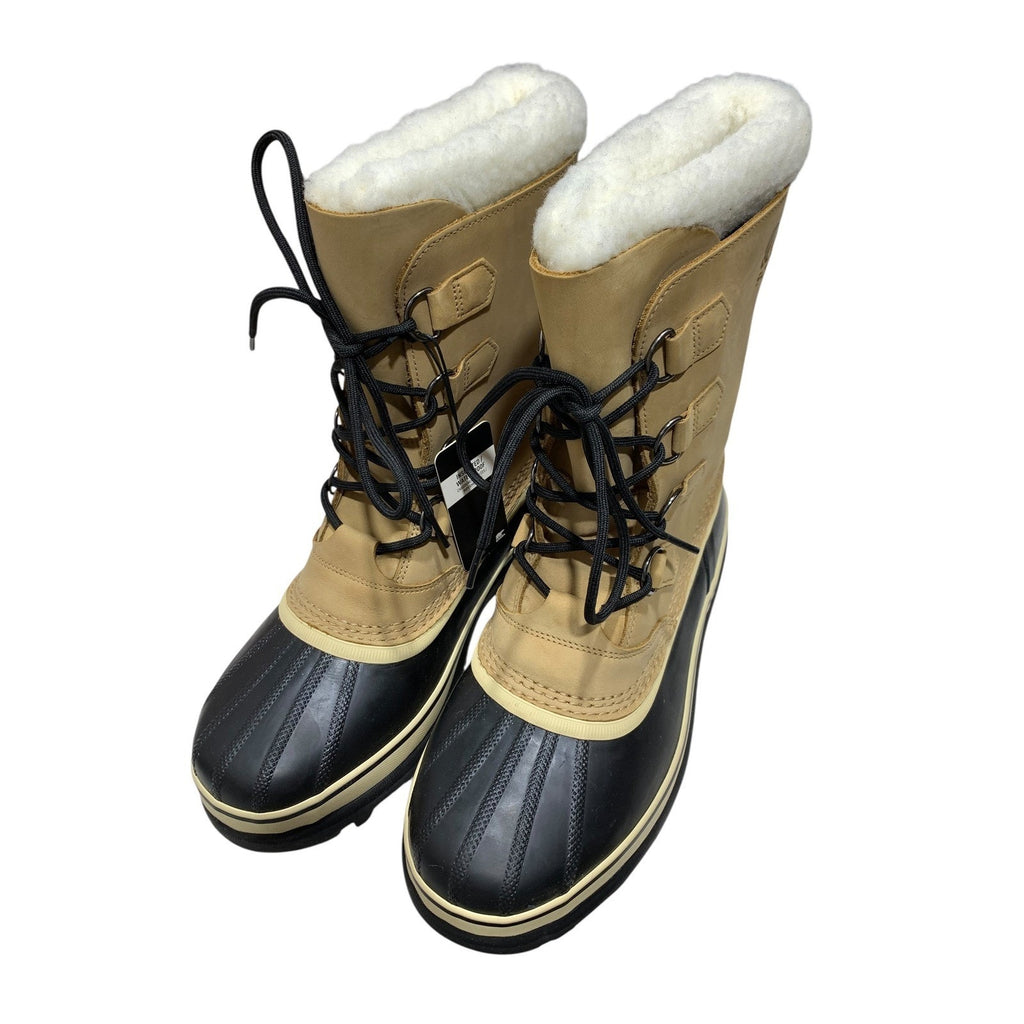 Sorel Caribou Mens Waterproof Winter Snow Boots Buff Black NM1000-281 Size 11