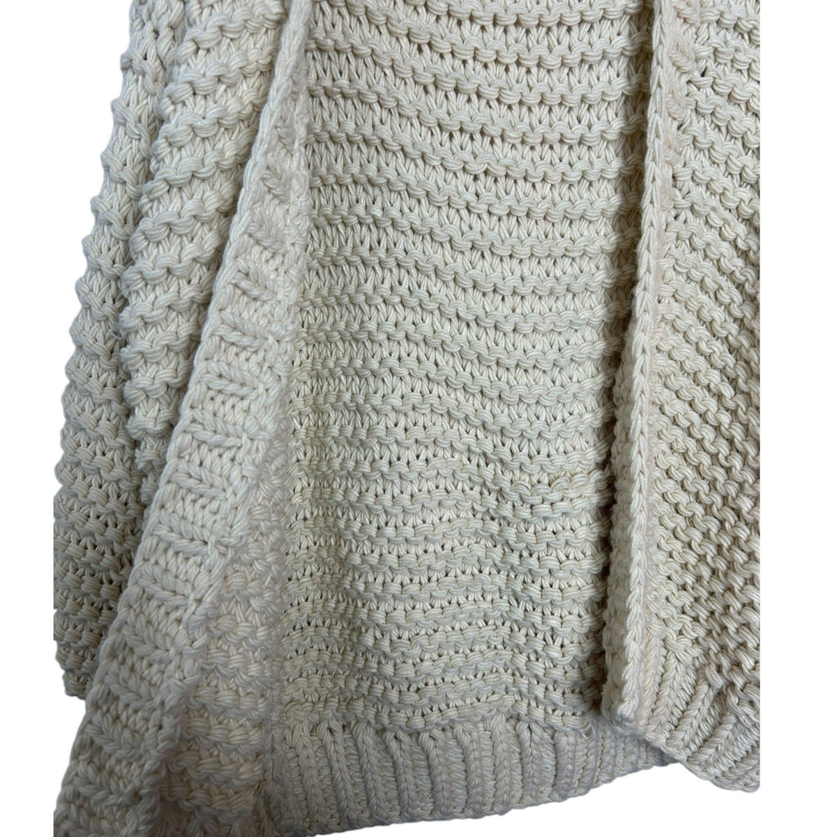Anthropologie One Size Cream Chunky Knit Oversized Open Front Cardigan Sweater